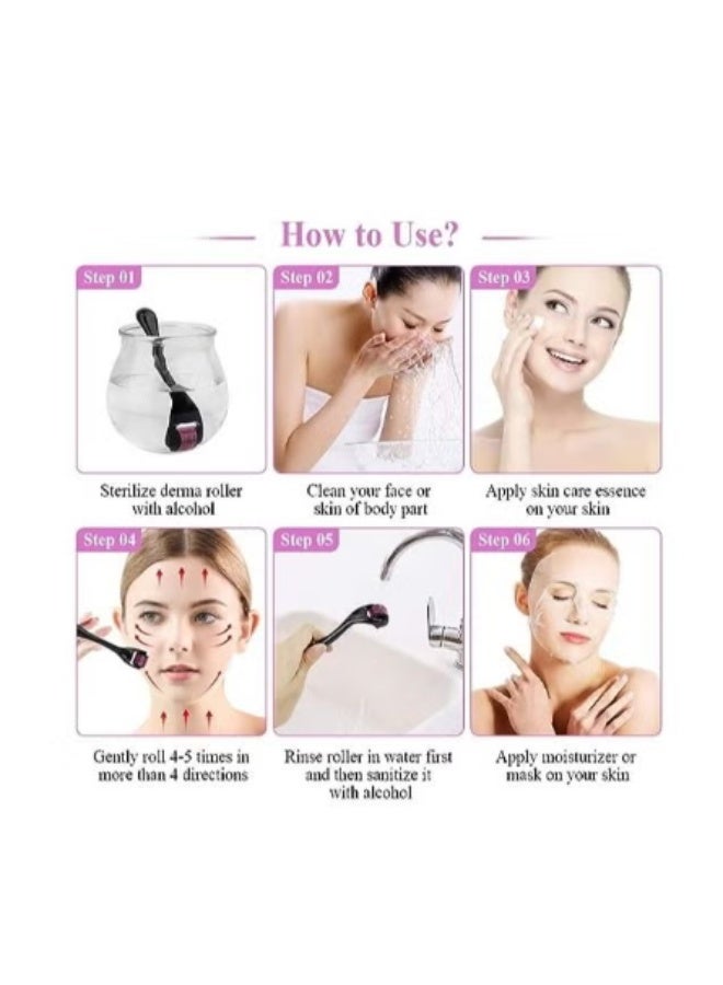 ديرما رولر أسطوانة بإبرة دقيقة 0.5 مم لتجديد بشرة الوجه والجسم، ديرمارولر للوجه لنمو شعر اللحية، إبر دقيقة 0.5 مم للتجاعيد - Image 5